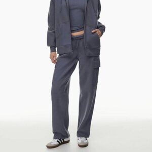 Aritzia TNA cozy fleece boyfriend basic wide sweatpant Size Small Bluish Grey